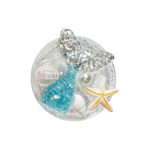 Ocean theme resin phone socket with glitter mermaid tail, seashell and starfish motifs