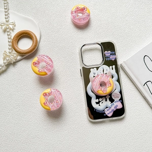 3D Donut Transparent Expandable Phone Grip Stand Adhesive Folding Socket Plastic Resin Korean Ins Style Smartphone Accessory