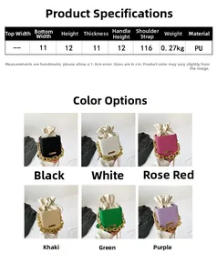 Detailed size specifications and color options for the stylish PU leather bucket bag