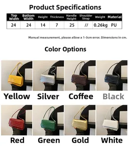 Détails des dimensions du sac sous le bras motif crocodile et huit coloris