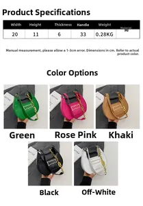 Spécifications de taille et options multicolores pour ce sac à main lune en PU