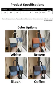 Tableau des tailles et dimensions du sac à main bandoulière en similicuir texturé chic