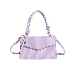 Chic lavender woven handbag with textured stripes and crossbody strap for women