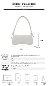 Sac bandoulière blanc en similicuir aspect crocodile avec dimensions détaillées