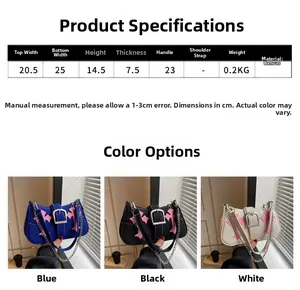 Detailed size specifications for small canvas crossbody bag with cross applique design