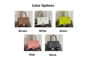 Quilted wave pattern crossbody bag available in brown, white, green, pink, and black