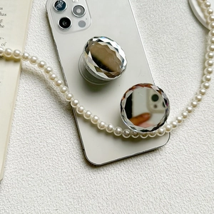 Diamond Cut Mirror Phone Grip Expanding Stand Foldable Mini Makeup Mirror Holder For Smartphone
