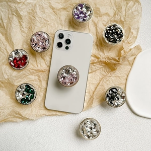 Support de téléphone luxe avec strass étincelants et poignée de prise extensible