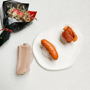 Realistic food-shaped phone griptok set featuring barbecue ribs and sausage details