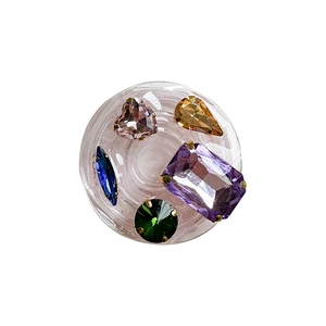 Universal phone grip stand with five colorful rhinestone gems and clear glue finish