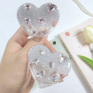 Luxuriöser Herz-Handyhalter mit Strasssteinen und Glitzer für einen eleganten Smartphone-Stil