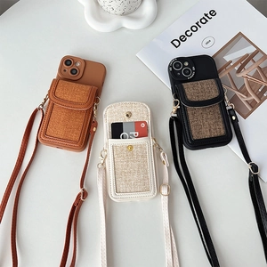 Crossbody wallet case for iPhone with card holder and adjustable shoulder strap set