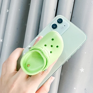 Supporto creativo per telefono a forma di ciabatta verde con impugnatura ergonomica