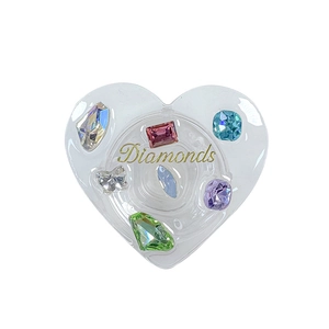 Heart shaped phone socket with colorful rhinestones and gold Diamonds text design