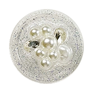 Support de téléphone pailleté avec perles blanches et strass sur fond blanc pur