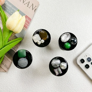 Vierer-Set Retro-Handyhalterungen mit Strass- und Edelstein-Resin-Designs rund