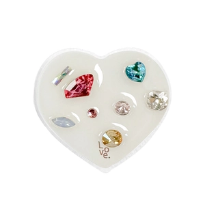Ins style heart shaped phone socket with colorful crystals and LOVE engraving