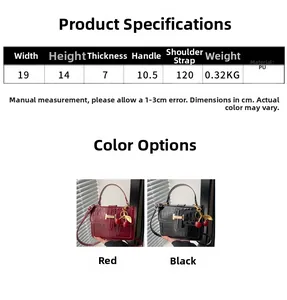 Detailed size chart for trendy PU leather crossbody bag with dimensions and weight info