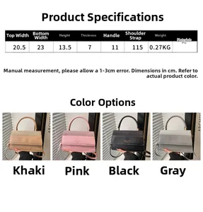 Detailed size chart and dimensions for the stylish PU leather square crossbody handbag