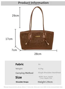 Detailed size chart for leopard print PU tote bag showing dimensions and handle drop height