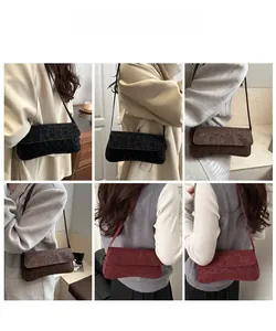 Three-color leopard print baguette bags shown on model for back-carry style