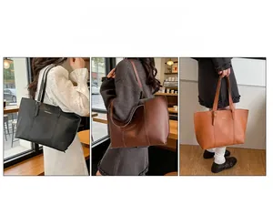 Multiple carrying styles for large tote bags in black, brown, and caramel colors