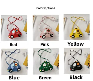 Sacs à bandoulière pour enfants en forme de voiture de police, six couleurs en similicuir