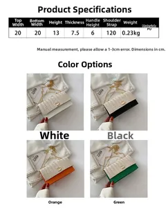 Tableau des tailles et dimensions détaillées pour le sac à main tissé en cuir PU