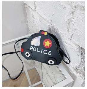 Détail du sac de police pour enfant avec lettrage POLICE blanc et motif de sirène