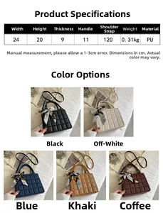 Vue détaillée des sacs à carreaux en cinq couleurs avec poignées en foulard de soie
