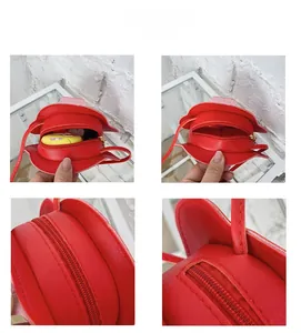Détails du porte-monnaie enfant rouge avec fermeture éclair et capacité interne