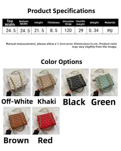 Tableau des tailles et dimensions du sac cabas matelassé avec options de couleurs