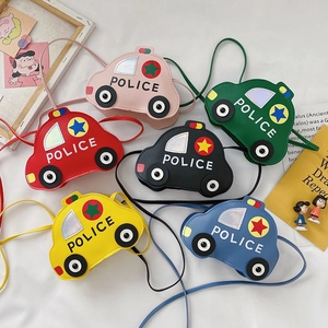 Sac À Bandoulière En Forme De Voiture De Police Pour Enfants Dessin Animé Mignon Cuir PU Mini Sacoche Pour Tout-Petits