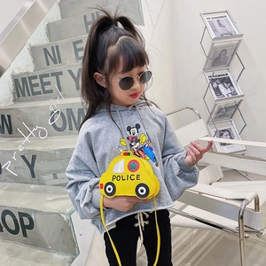 Joli sac bandoulière enfant en forme de voiture de police jaune en cuir PU durable