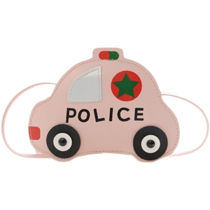 Sac à bandoulière rose pour enfant en forme de voiture de police avec imprimés