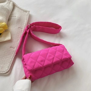 Sac À Épaule Matelassé Nylon Rembourré Puff Losanges Sac Bandoulière Avec Large Bandoulière Réglable Mode Tendance Femmes