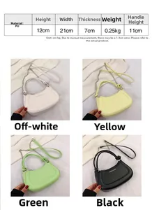Detailed size specifications for minimalist PU leather handbag with chain strap