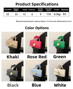 Spécifications de taille et grille de 6 couleurs de la sacoche en cuir PU