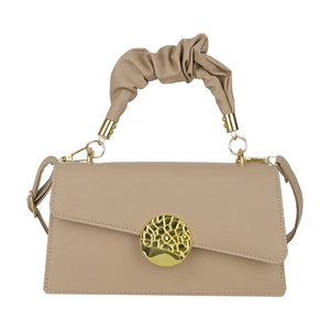 Petit sac bandoulière en cuir kaki avec poignée plissée et boucle en métal doré chic
