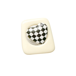 Minimalist cream heart checkerboard phone grip stand for desk and mobile devices