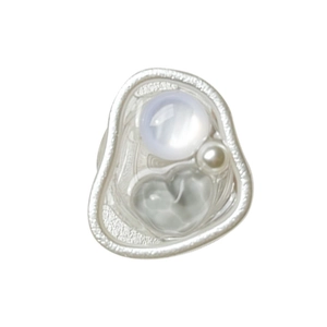 Korean style expandable phone grip with lavender gemstone, pearl and heart charm