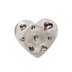 Sparkling rhinestone heart-shaped phone grip with pink crystals on clear base