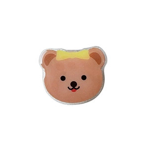Cute brown bear acrylic phone grip with yellow bow on a clean white background