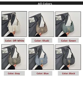 Detailed grid view showcasing retro PU leather moon bags in six vibrant color options