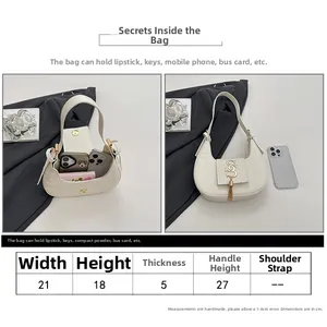 Size chart for the white faux leather hobo bag showing capacity and dimensions detail