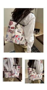 Detail of graffiti tote bag set with matching coin purse and Hong Kong cityscape print