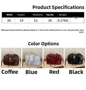 Vue détaillée du grand cabas en cuir PU avec dimensions et options de couleurs