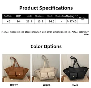 Specifiche dimensionali e opzioni colore per borsa tote grande in pelle PU