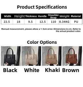 Detailed size chart and dimensions table for the minimalist PU leather handbag for women