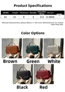 Size chart and dimensions for the minimalist PU leather crossbody saddle bag for women